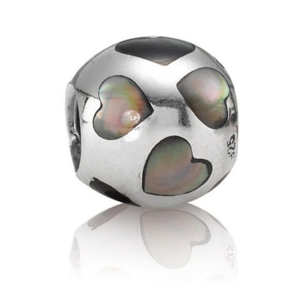 Pandora Love Me Black Mother of Pearl Charm